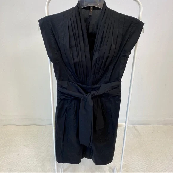 Anthropologie Dress BCBGMaxAzria 0 Kimono Wrap Belt Mini Black - Picture 9 of 11